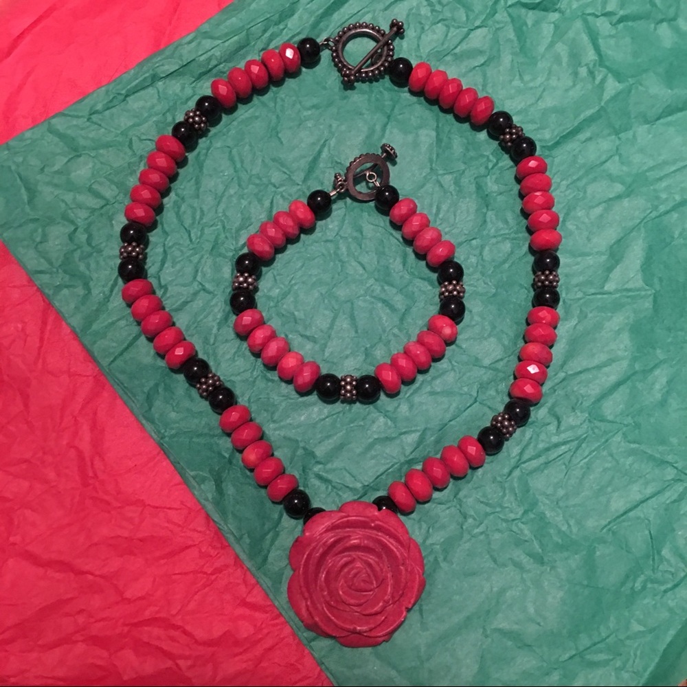 Red Coral Custom Necklace/Bracelet Combo ♥️